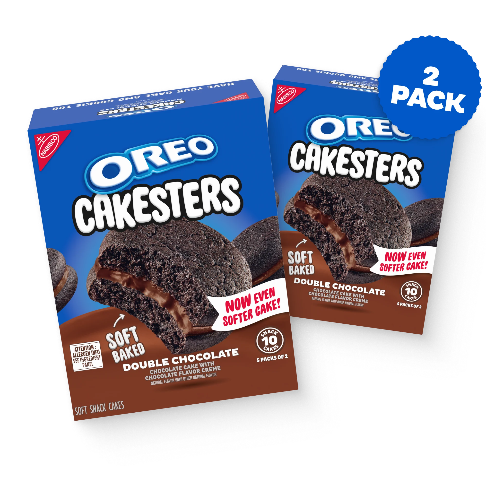 Cakesters Double Chocolate Soft Snack Cakes, Snack Packs, 2 Pack