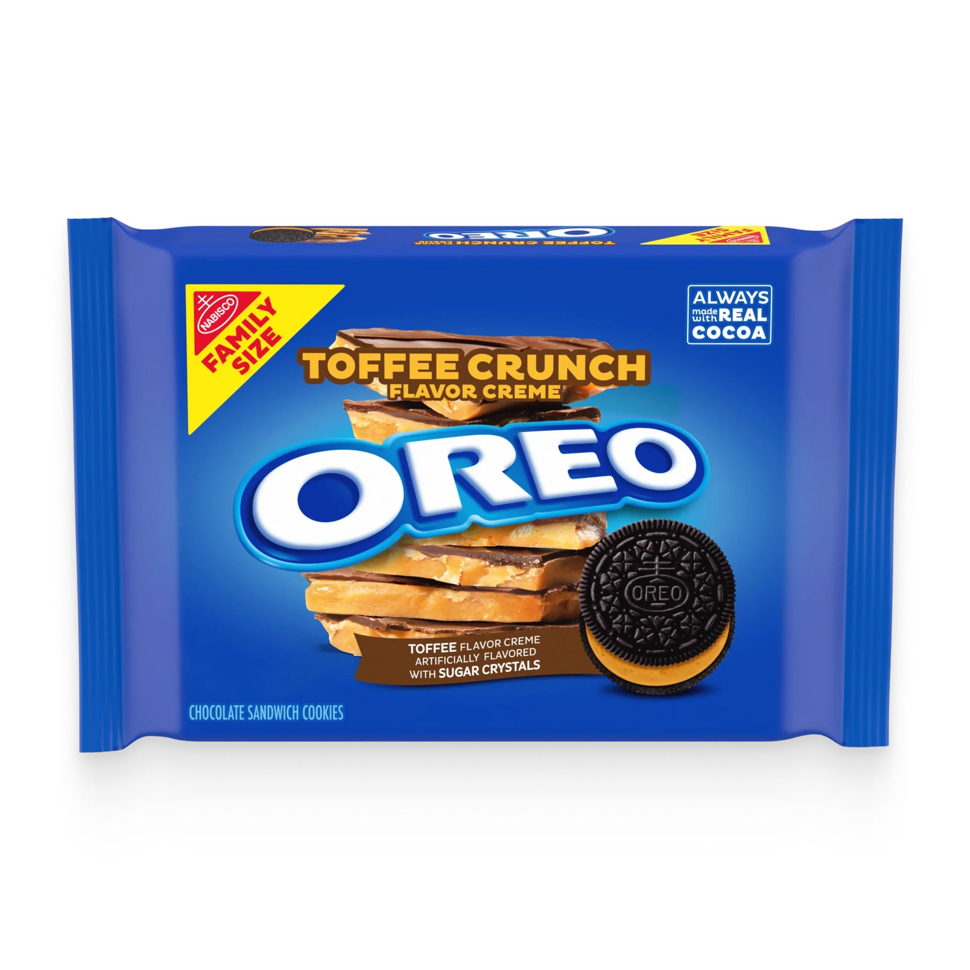 Toffee Crunch Creme With Sugar Crystals Chocolate Sandwich Cookies, Family Size